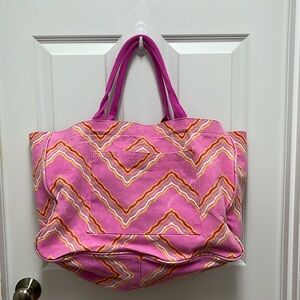 Pink Zig-Zag‎ Canvas Tote